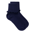 Jefferies Socks Seamless Ripple Edge Turn Cuff Crew Socks Navy