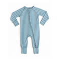 Powder Blue Stripe Zipper Romper