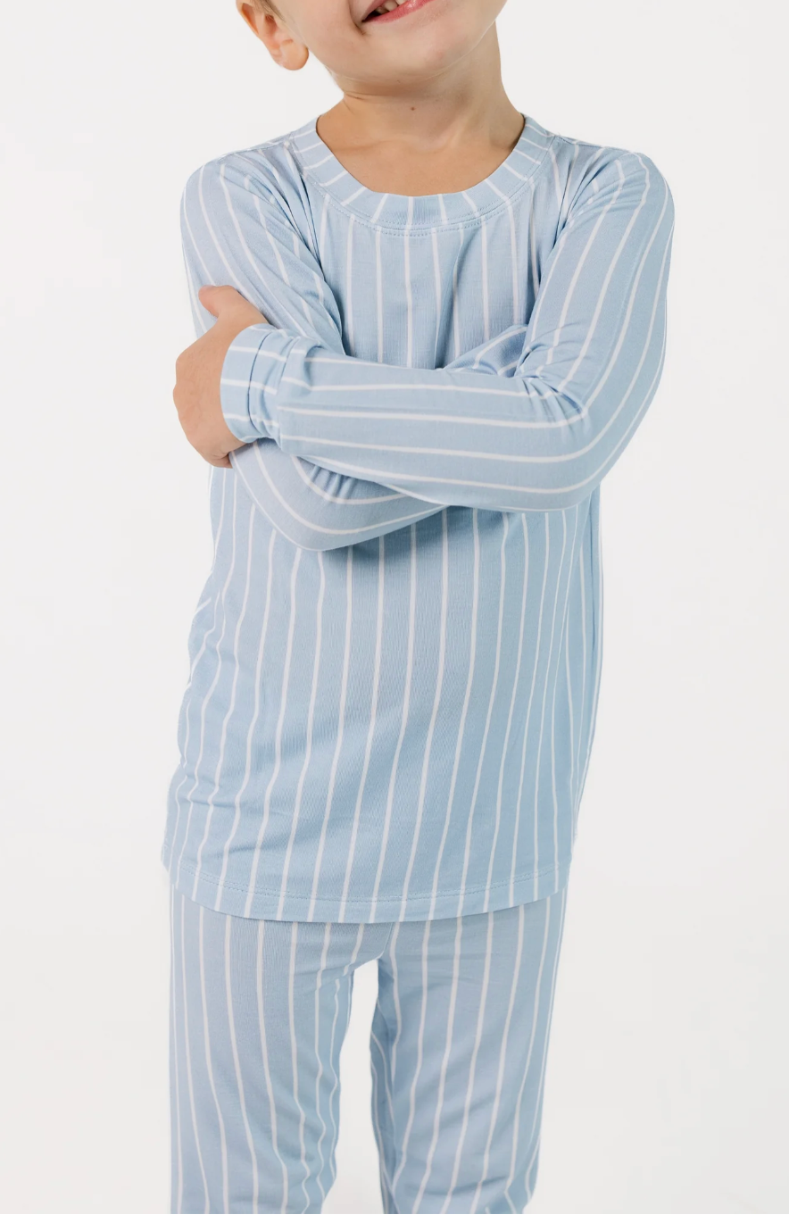 Powder Blue Stripe Two Piece Set