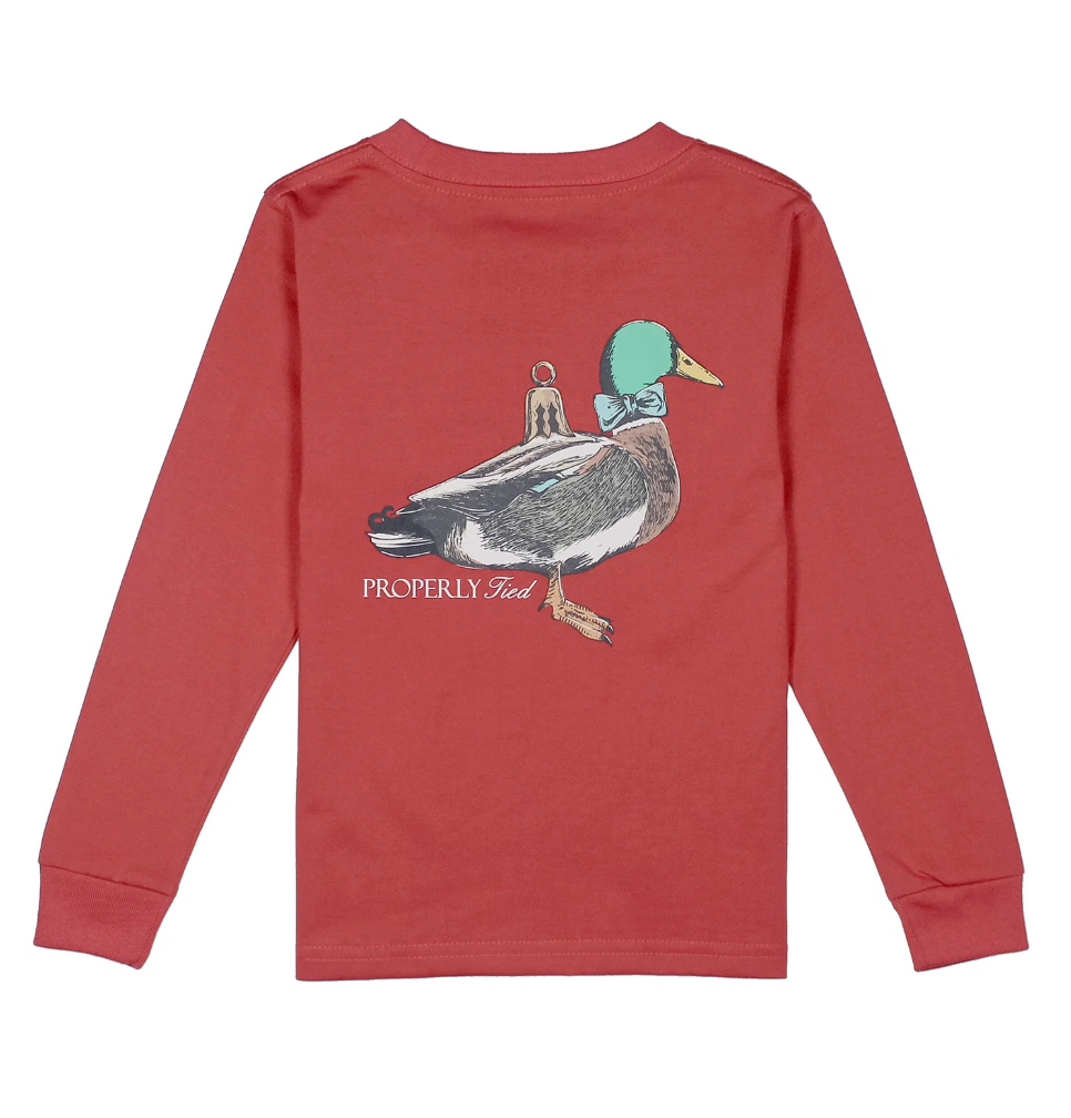 Boys Duck Ornament LS Cabernet