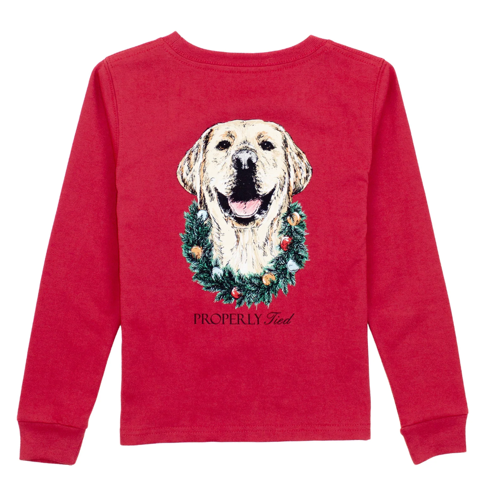 Boys Deck The Paws LS Cabernet