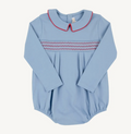 Long Sleeve Bradford Bubble- Barrington Blue with Richmond Red Smocking