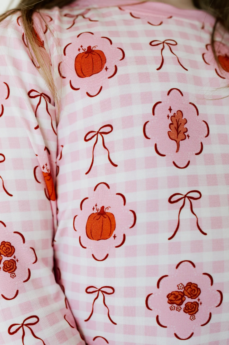 Autumn Bow Gingham Two Piece Set