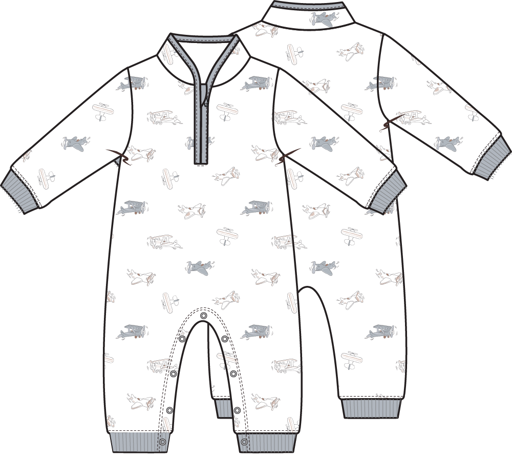 Vintage Airplane Pilots - Zip Neck Romper