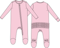 Solid Pink A Boo - 2 Way Ruffle Back Zipper Footie