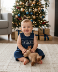 Blue Nativity Smocked Overalls