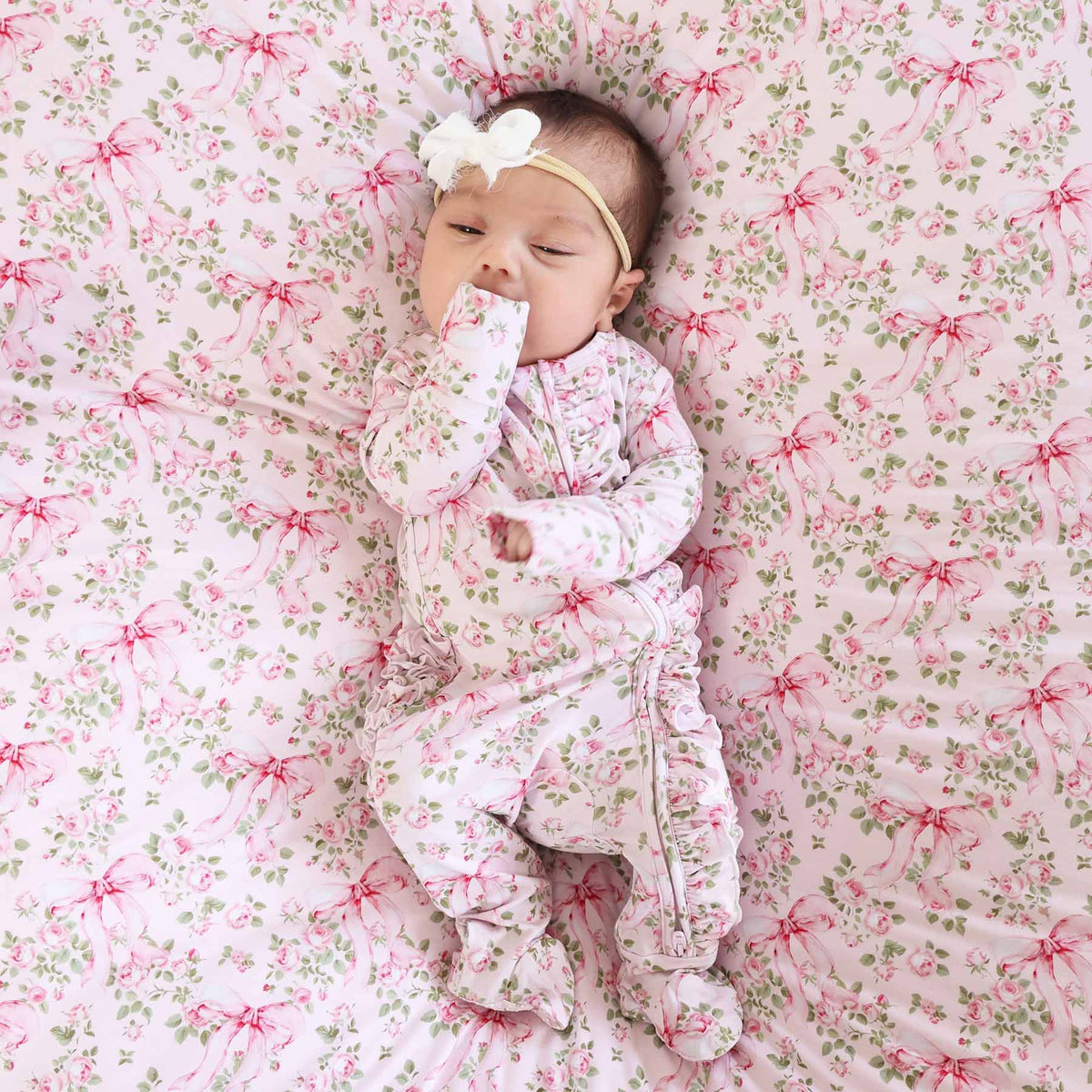 Bows in Bloom Ruffle Zipper Footie