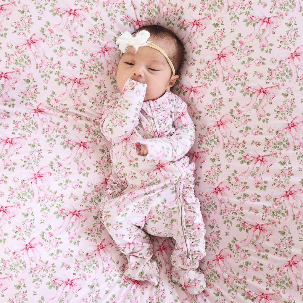 Bows in Bloom Ruffle Zipper Footie