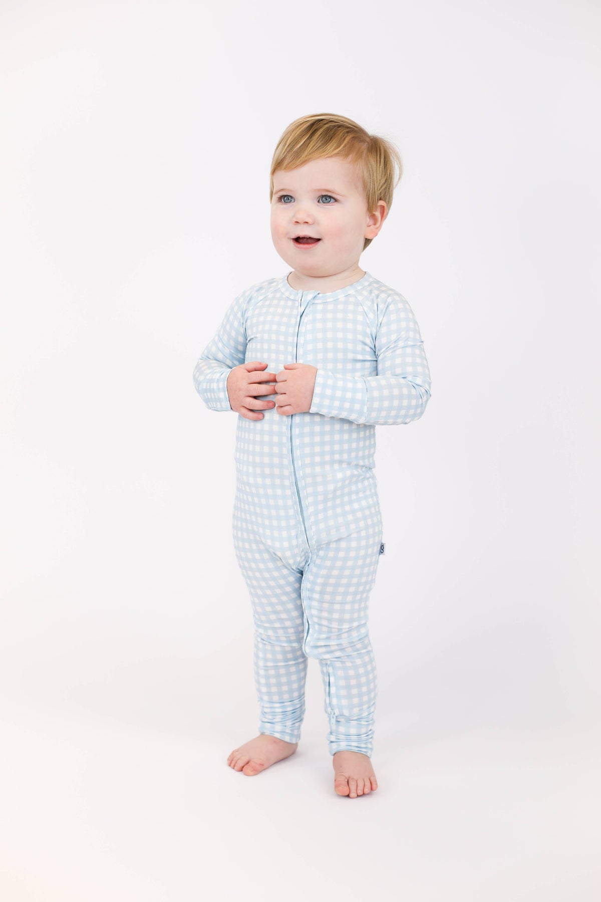 Blue Gingham Convertible Zip Pjs