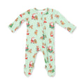 Vintage Reindeer & Santa Uni - 2 Way Zipper Footie