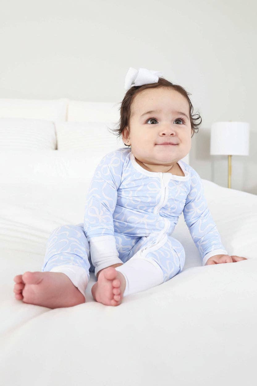 Blue-tiful Bows Convertible Zip Romper