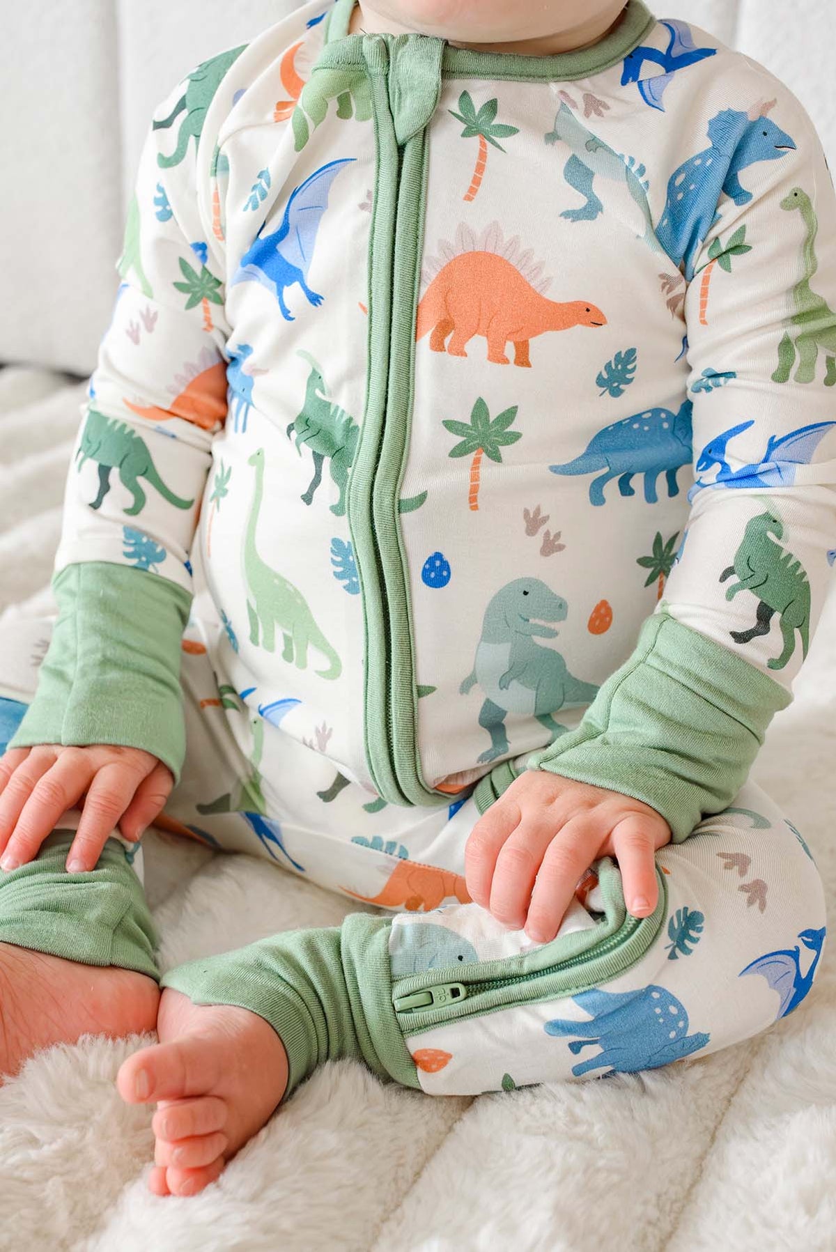 Convertible Bamboo Zip Romper | Little Fossil Neutral