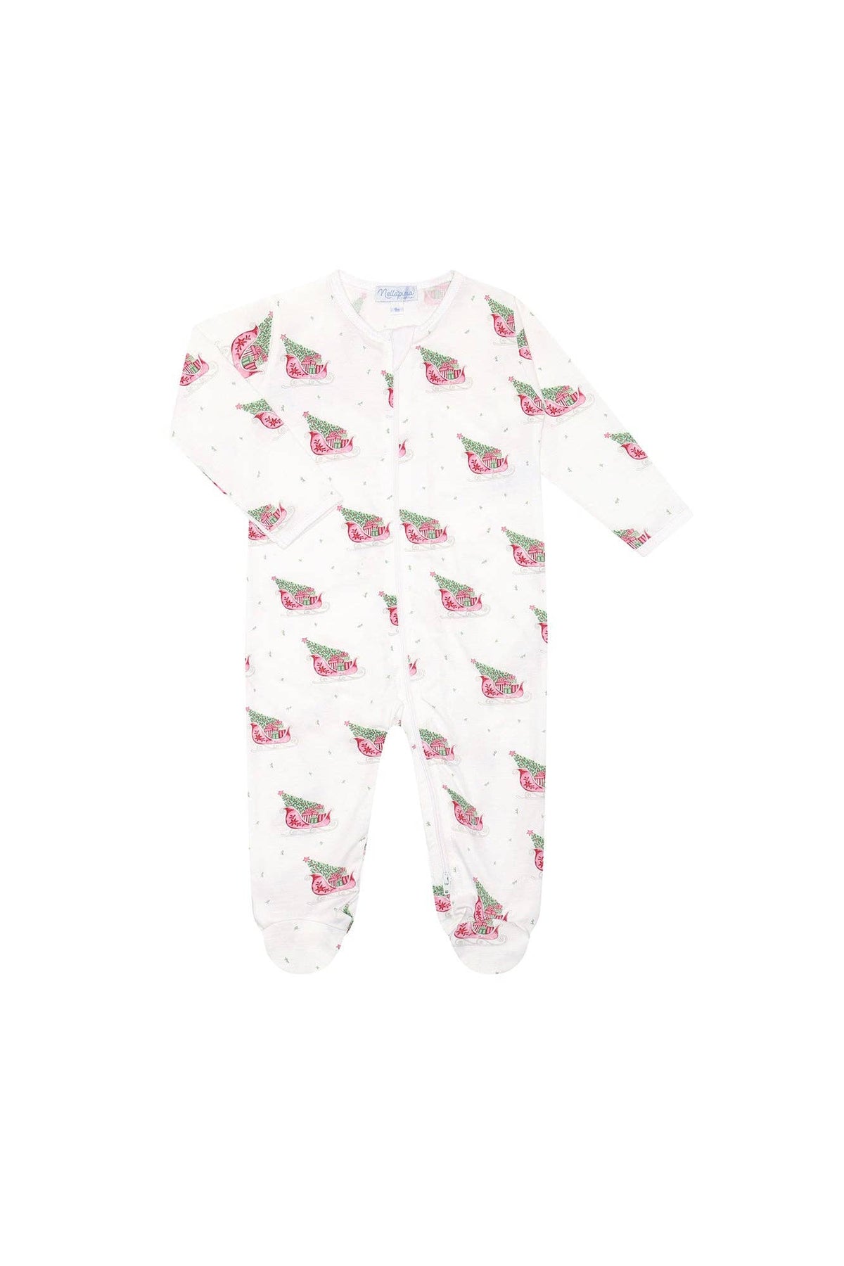 Red Merry Sleighs Zipper Footie