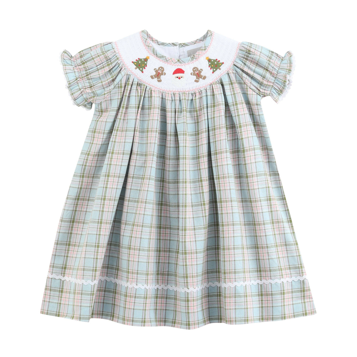 Pinkmas Plaid Christmas Smocked Bishop Dress