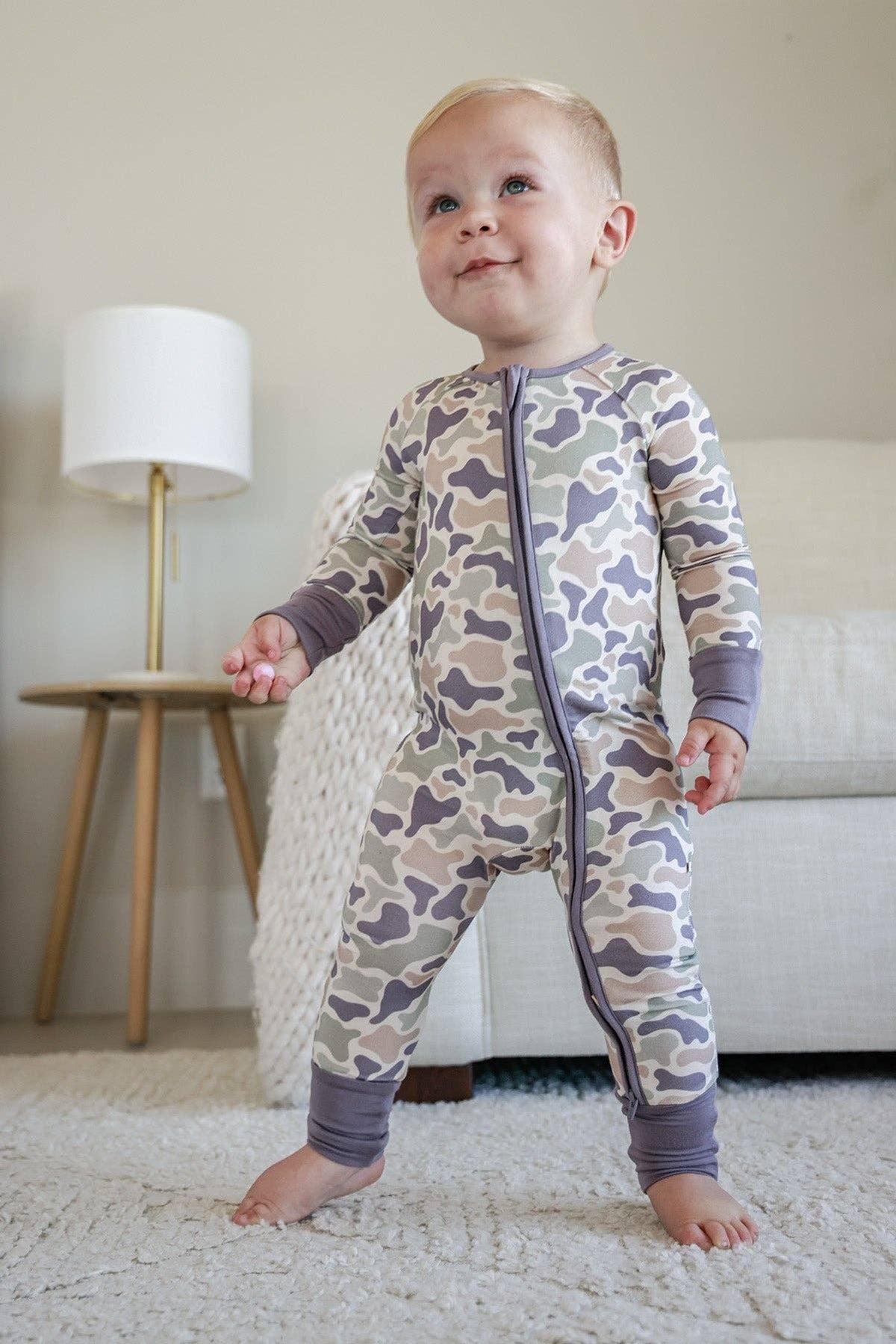Convertible Bamboo Zip Romper | Camo Cutie