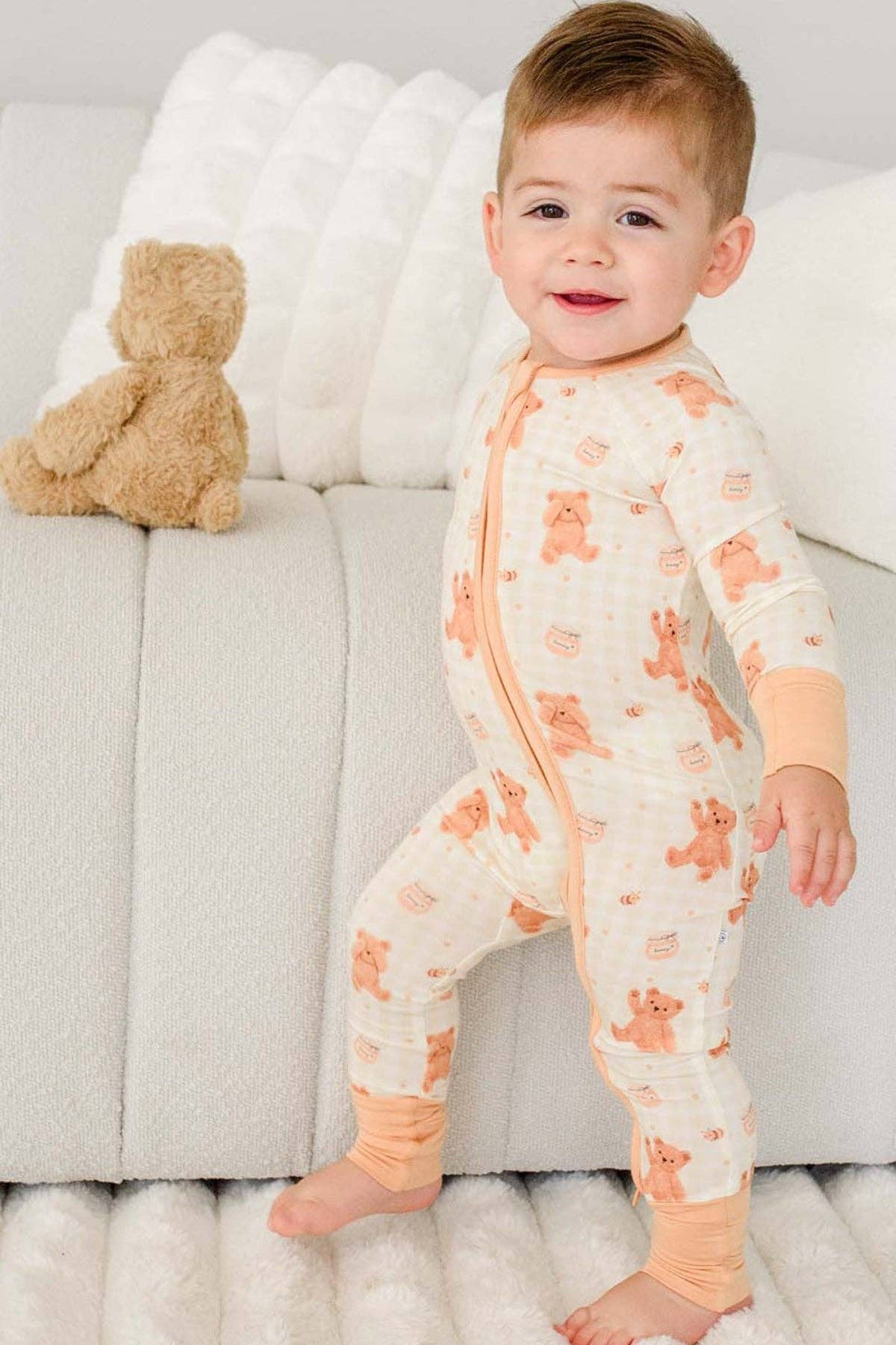 Convertible Bamboo Zip Romper | Honey Bear