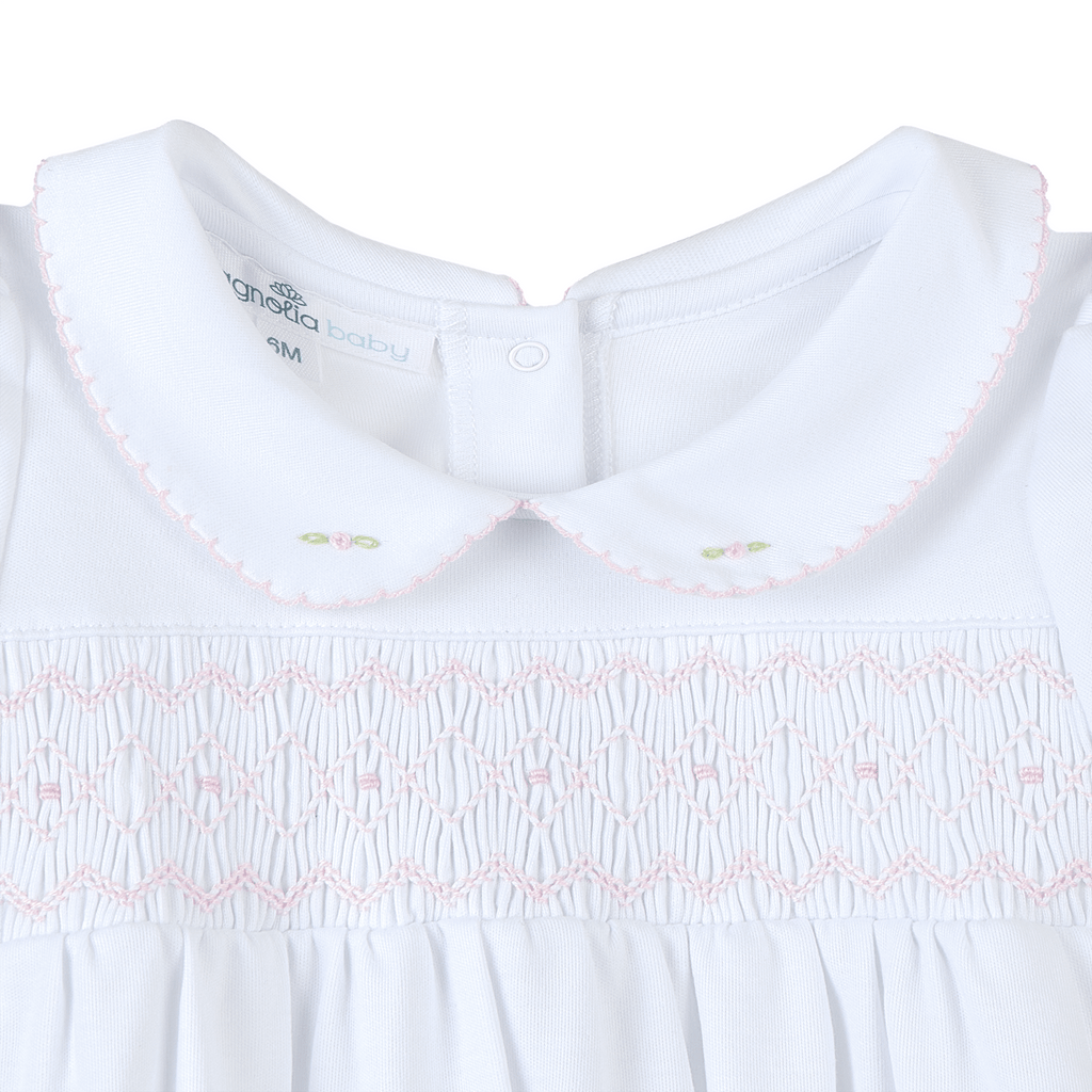 Lizzie's Classics Smocked Short Sleeve Bubble - Pink