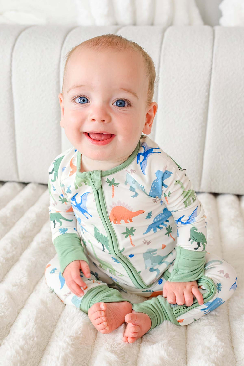 Convertible Bamboo Zip Romper | Little Fossil Neutral