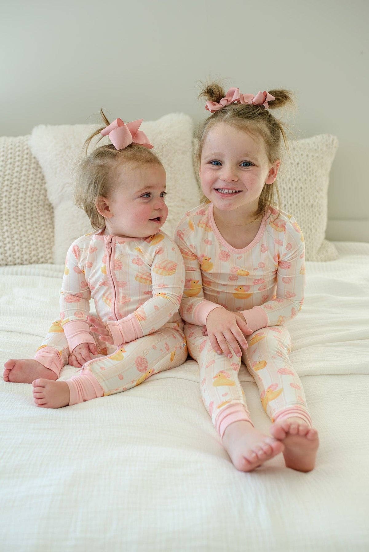 Two-Piece Bamboo Pajama Set | Bubble Duckies Pink