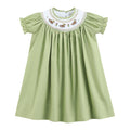 Pistachio Green Mallard Duck Smocked Bishop Dress