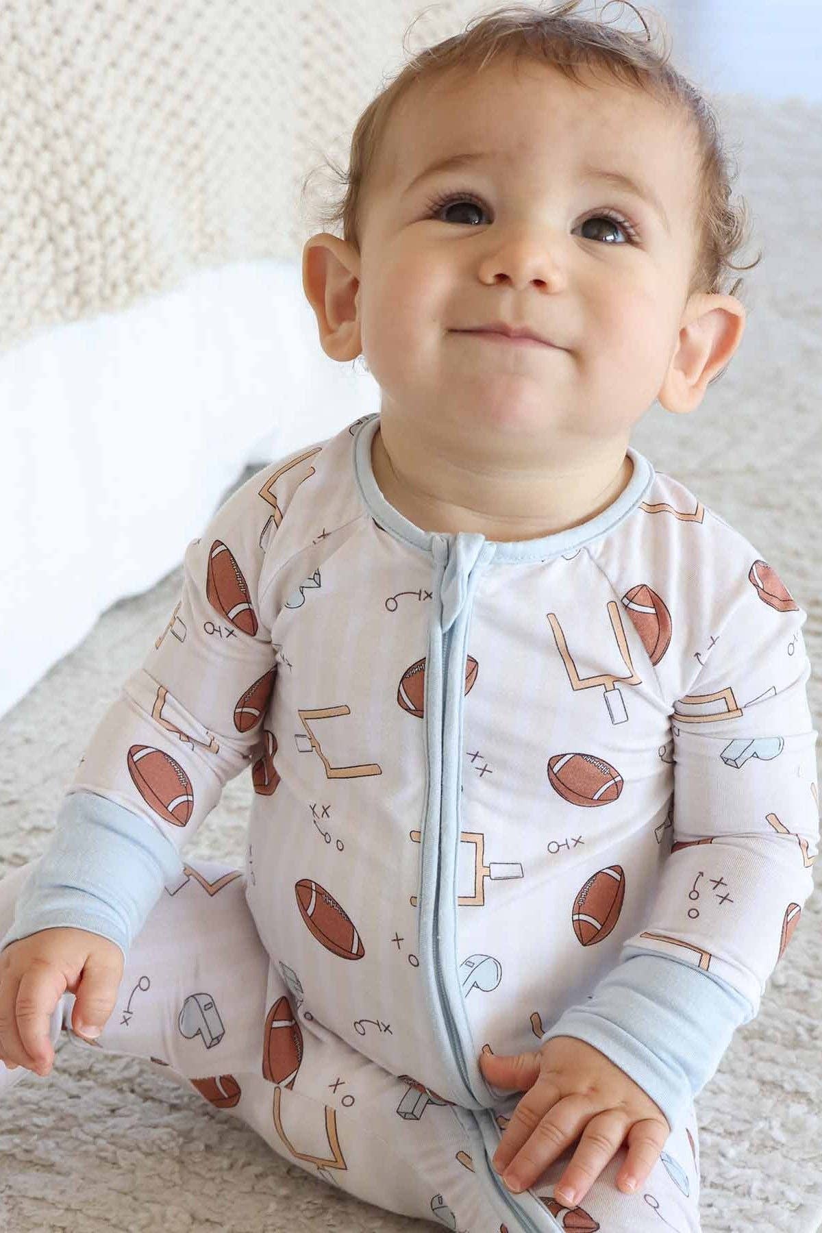 Tiny Touchdowns Convertible Zip Romper | Neutral