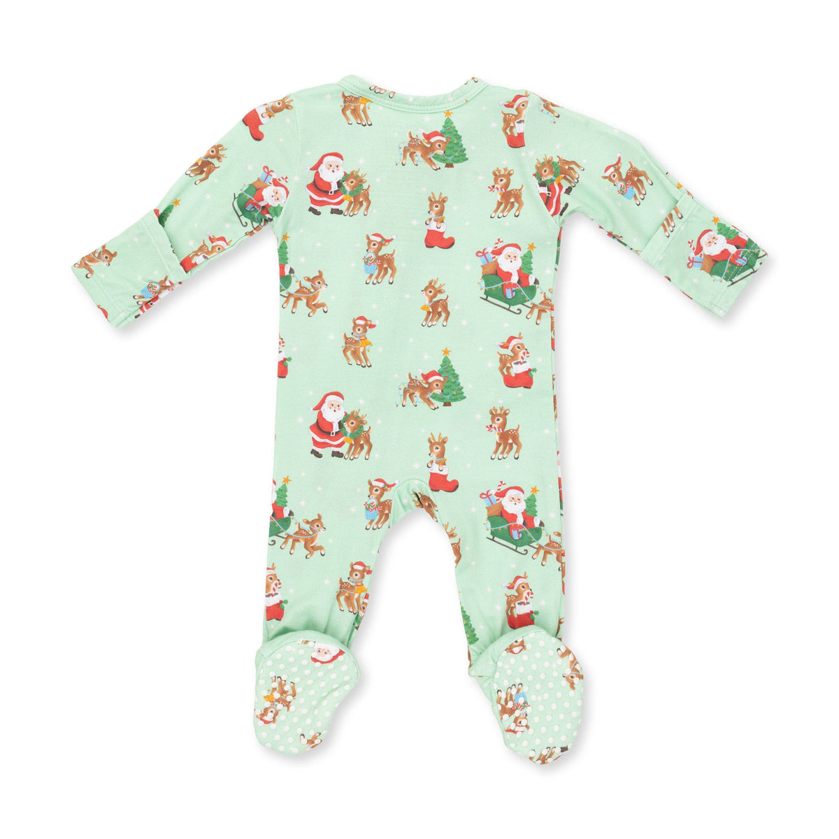 Vintage Reindeer & Santa Uni - 2 Way Zipper Footie