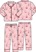 Bows & Santa - Kids Long Sleeve Coat Style with Pant