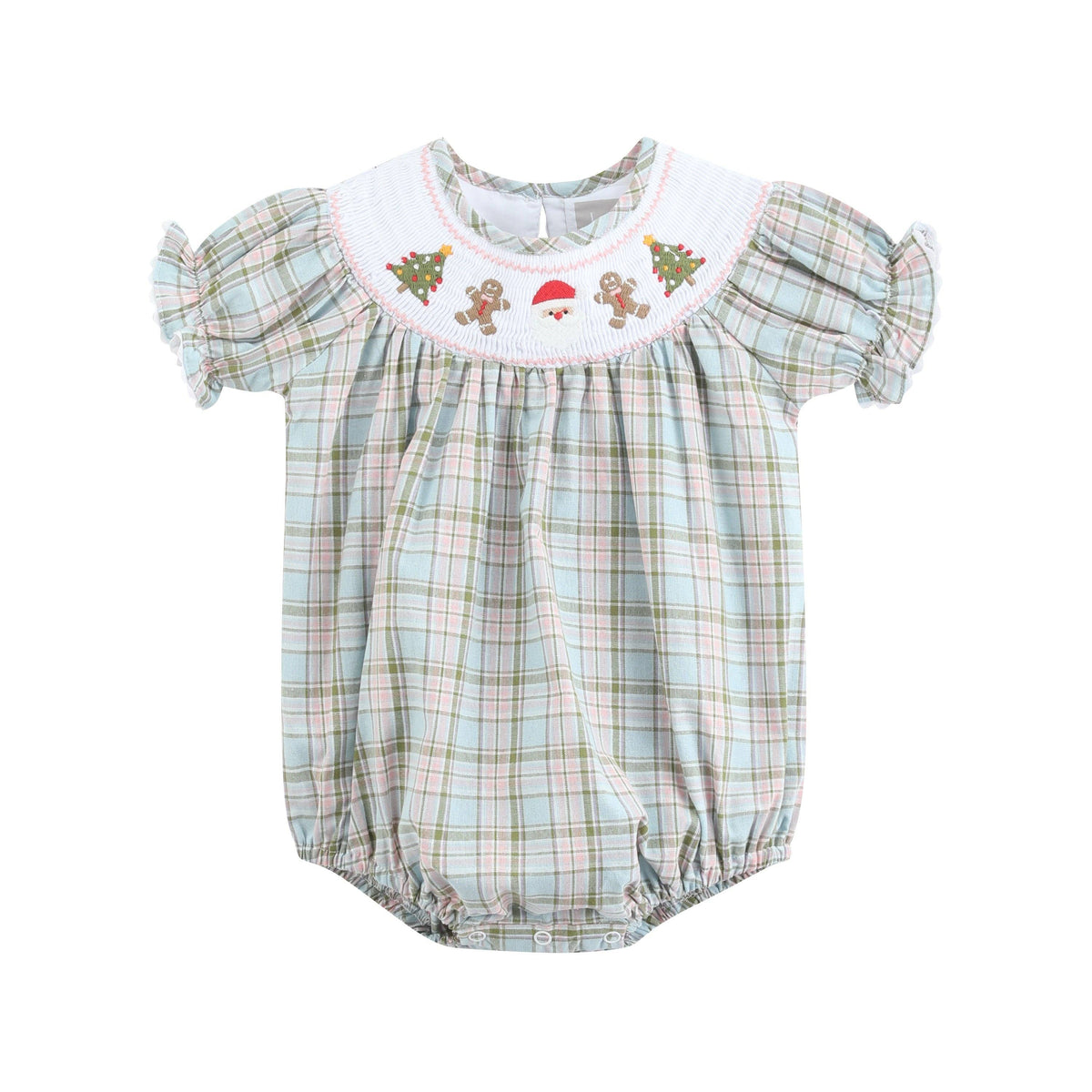 Pinkmas Plaid Christmas Smocked Romper
