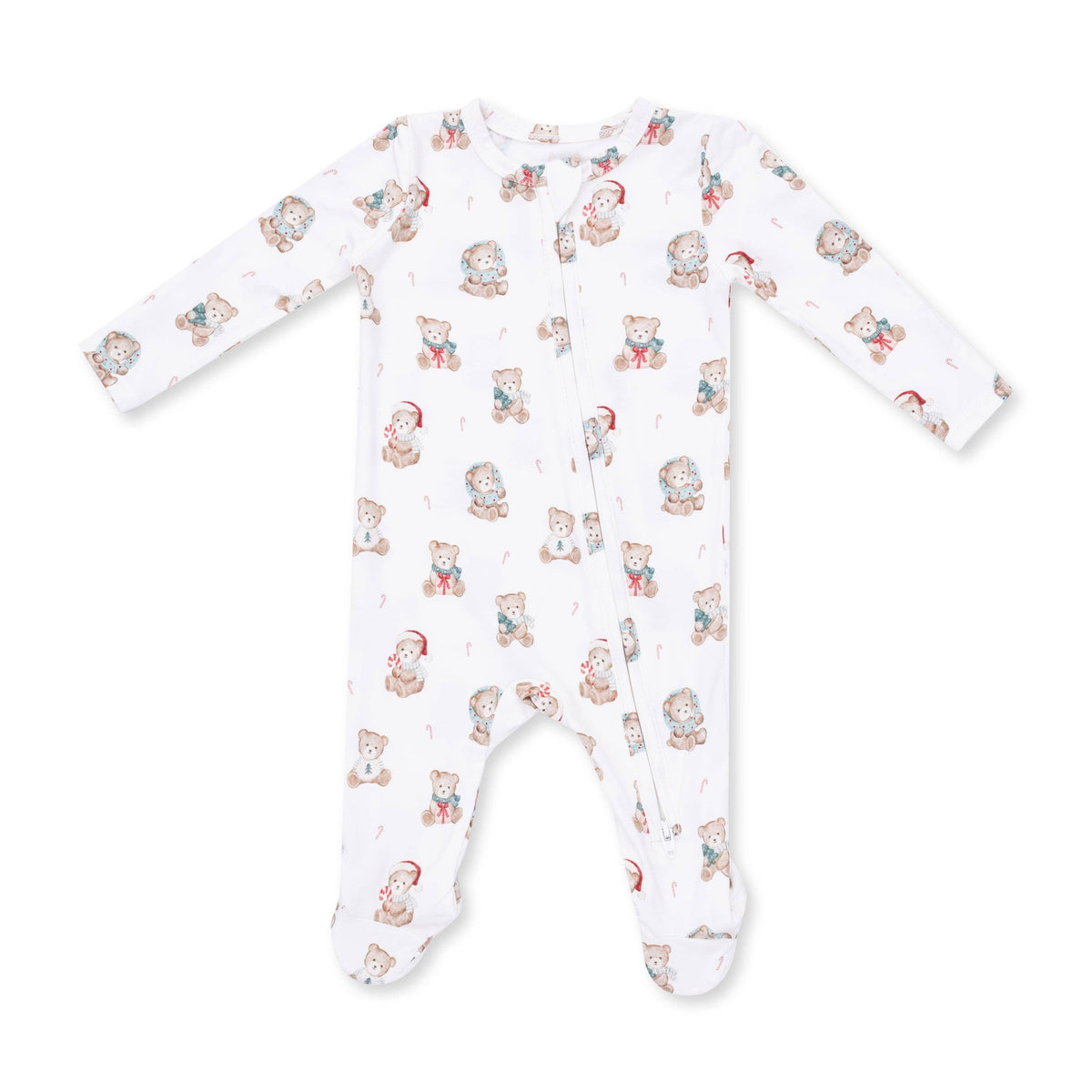 Christmas Teddy Bears Uni - 2 Way Zipper Footie