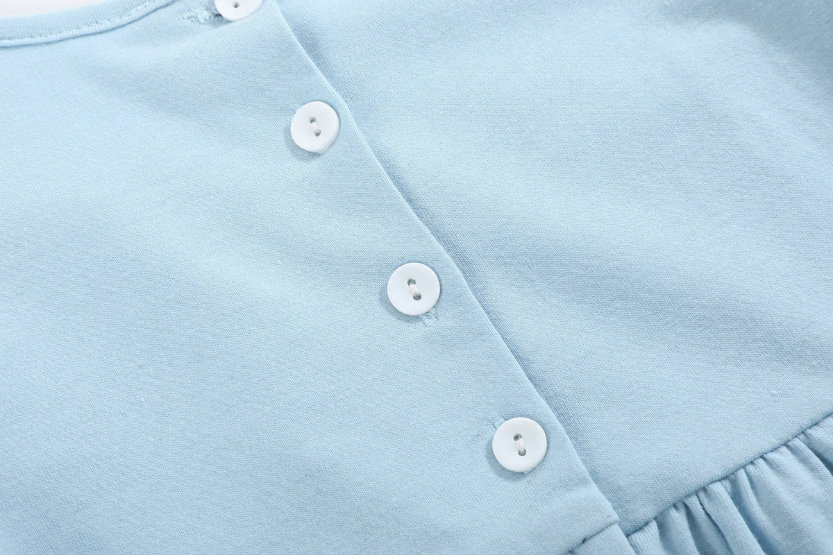 Light Blue Christmas Tree Smocked Knit Dress