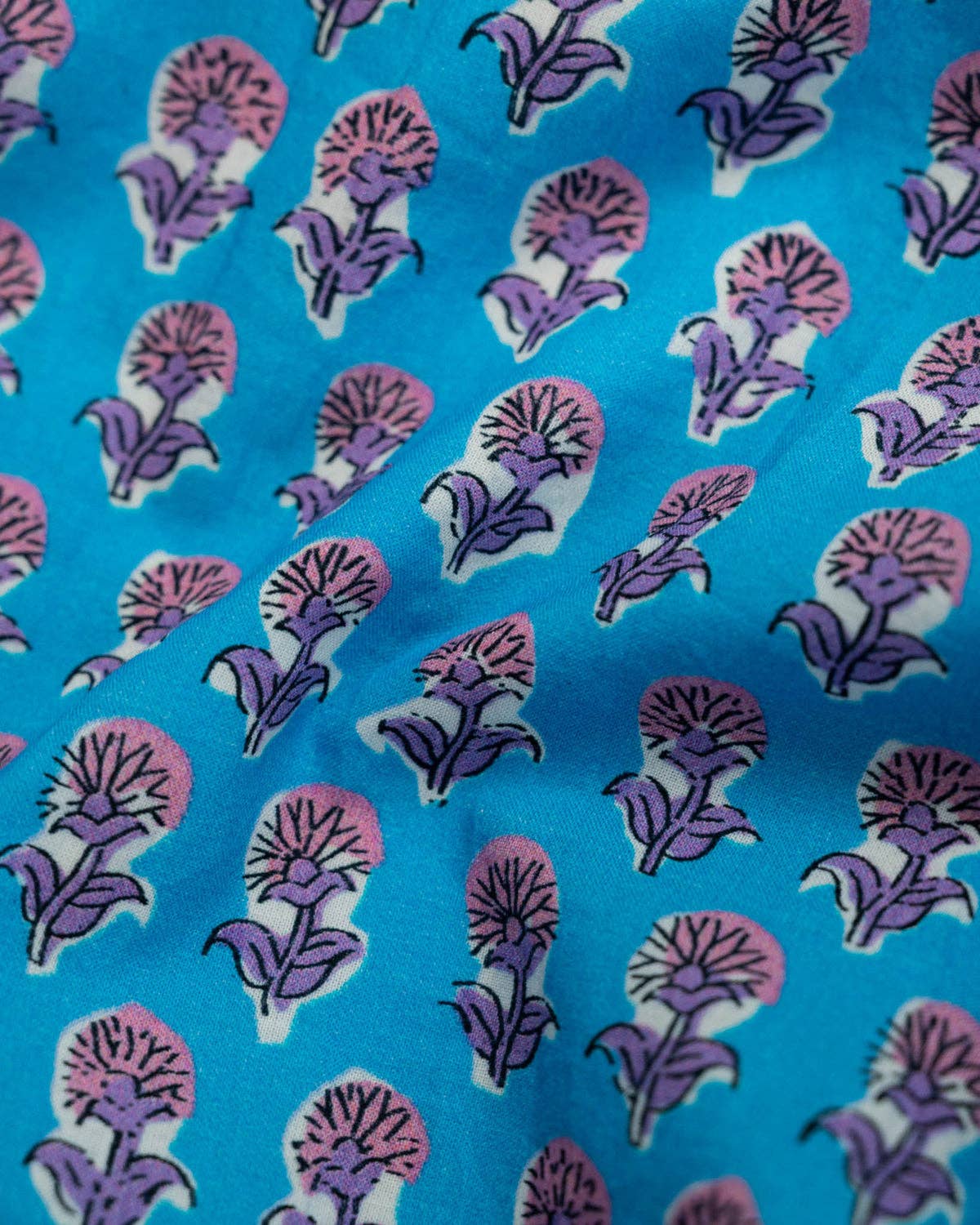 Sky Blue Floral Block Print Bubble