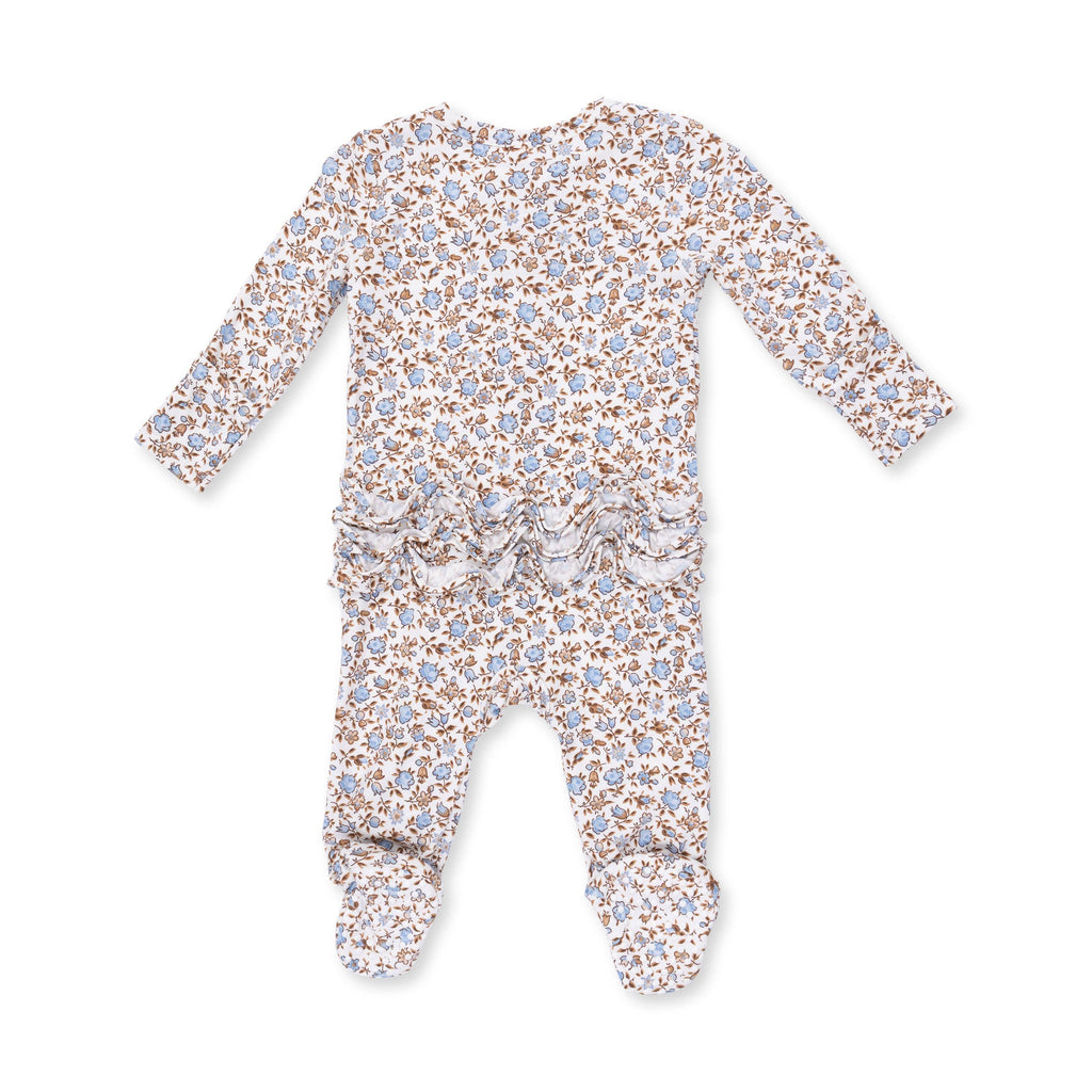 Hazel Floral - 2 Way Ruffle Back Zipper Footie