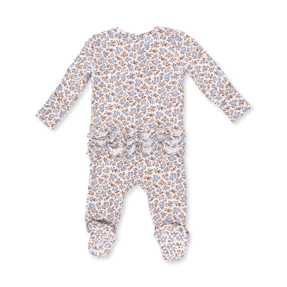 Hazel Floral - 2 Way Ruffle Back Zipper Footie
