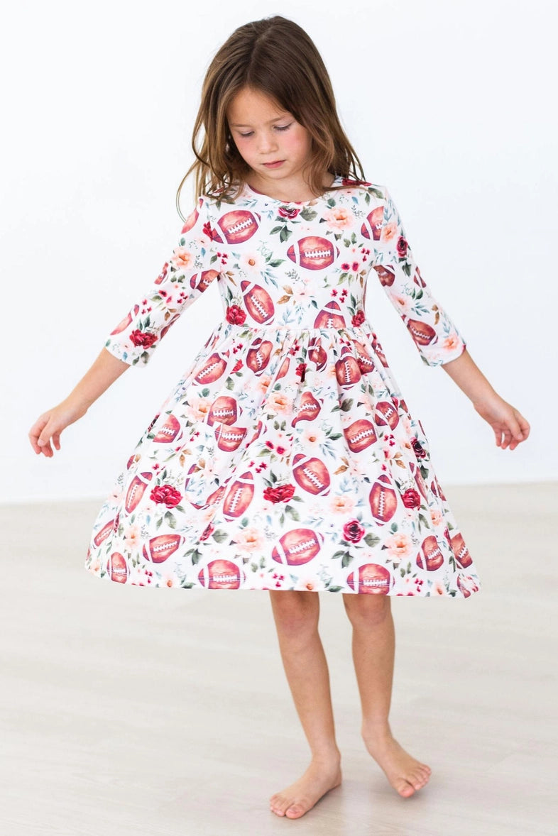 Mila & Rose- Football and Flowers Twirl Dress