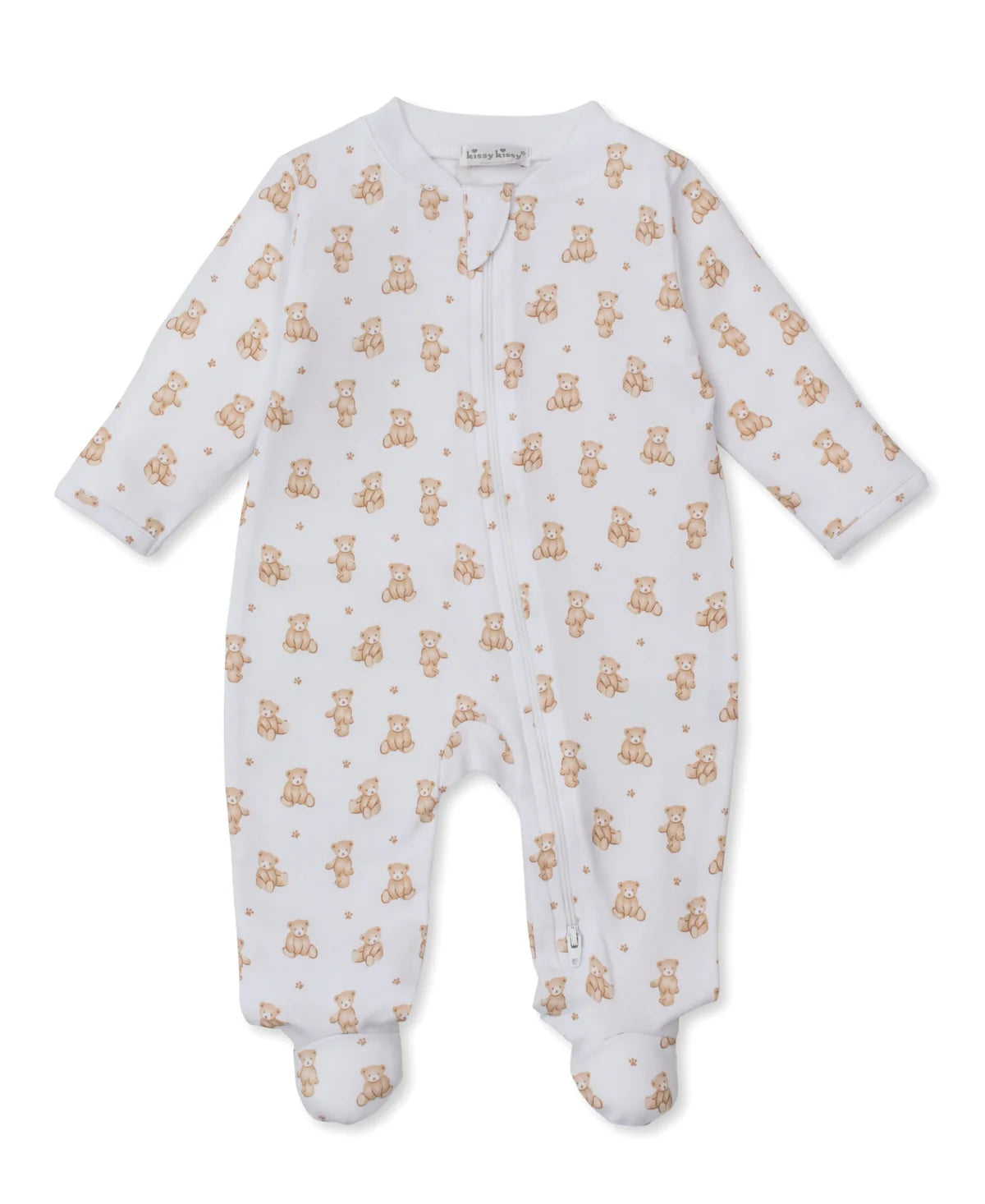 Kissy Kissy-Teddy Bears Tan Zip Footie