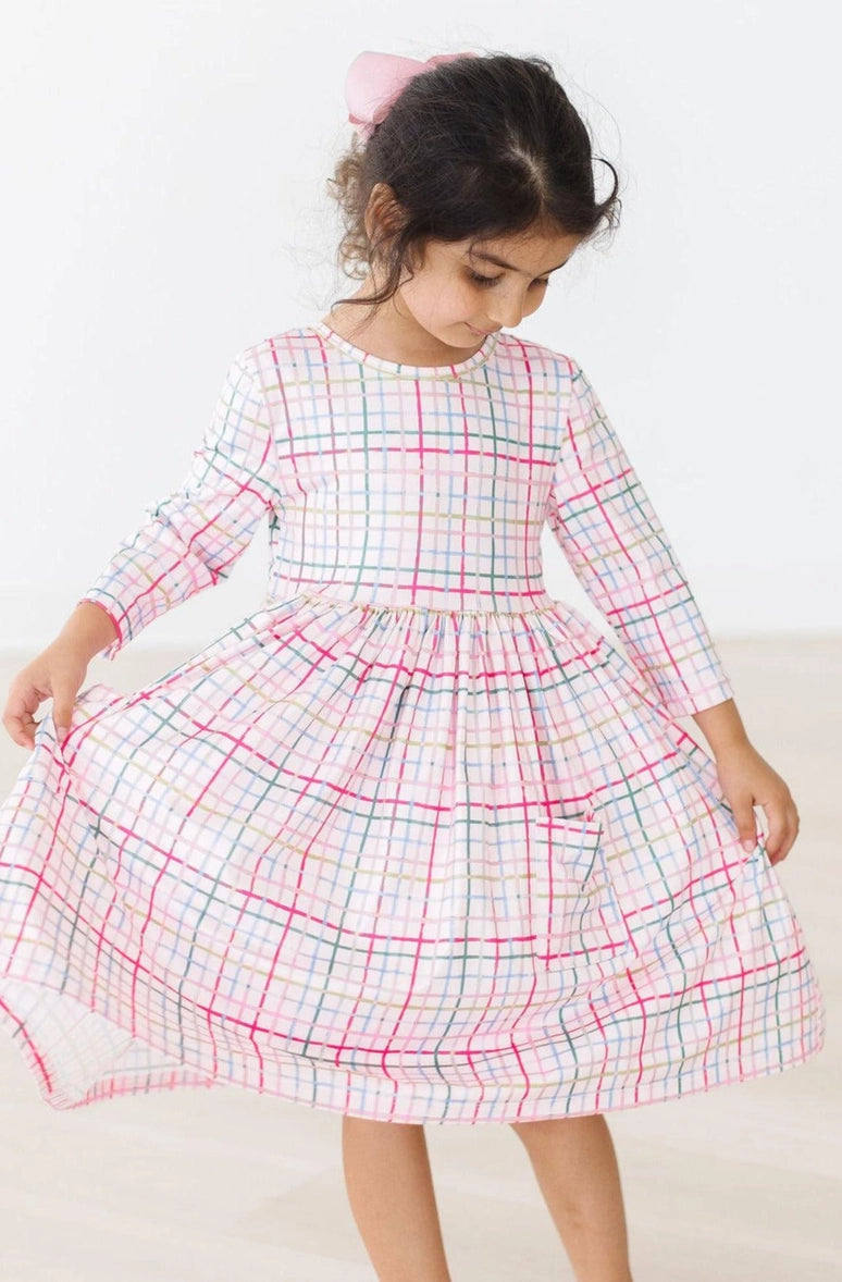 Mila & Rose- Pink Plaid Twirl Dress