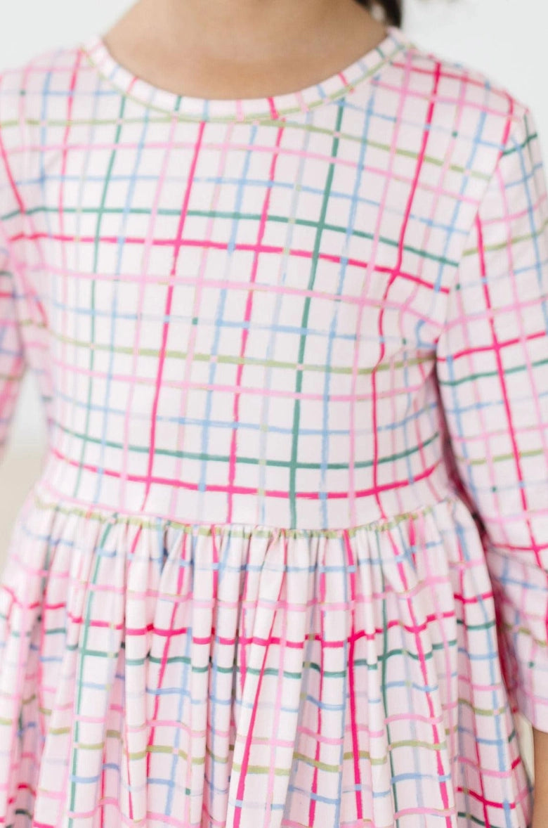 Mila & Rose- Pink Plaid Twirl Dress