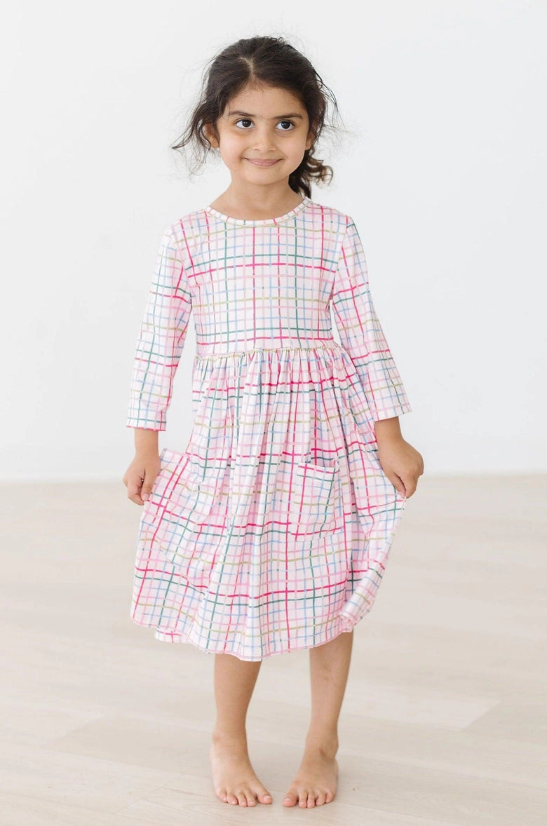 Mila & Rose- Pink Plaid Twirl Dress