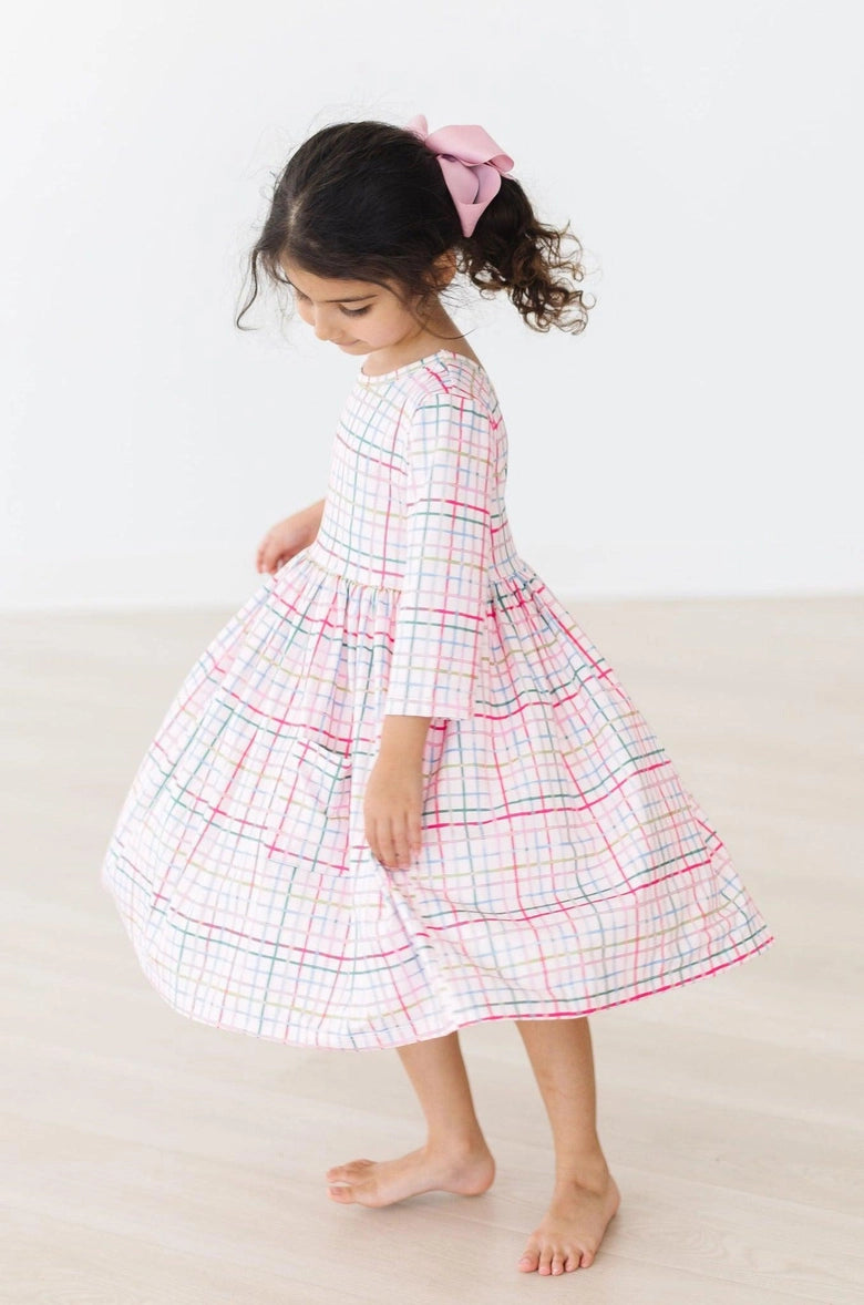 Mila & Rose- Pink Plaid Twirl Dress