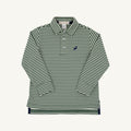 The Beaufort Bonnet Company- Long Sleeve Prim & Proper Polo- Green Stripe