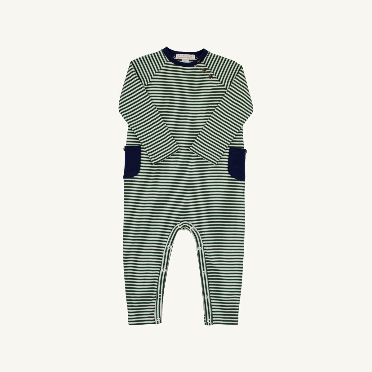 The Beaufort Bonnet Company- Rayburn Romper- Green Stripe