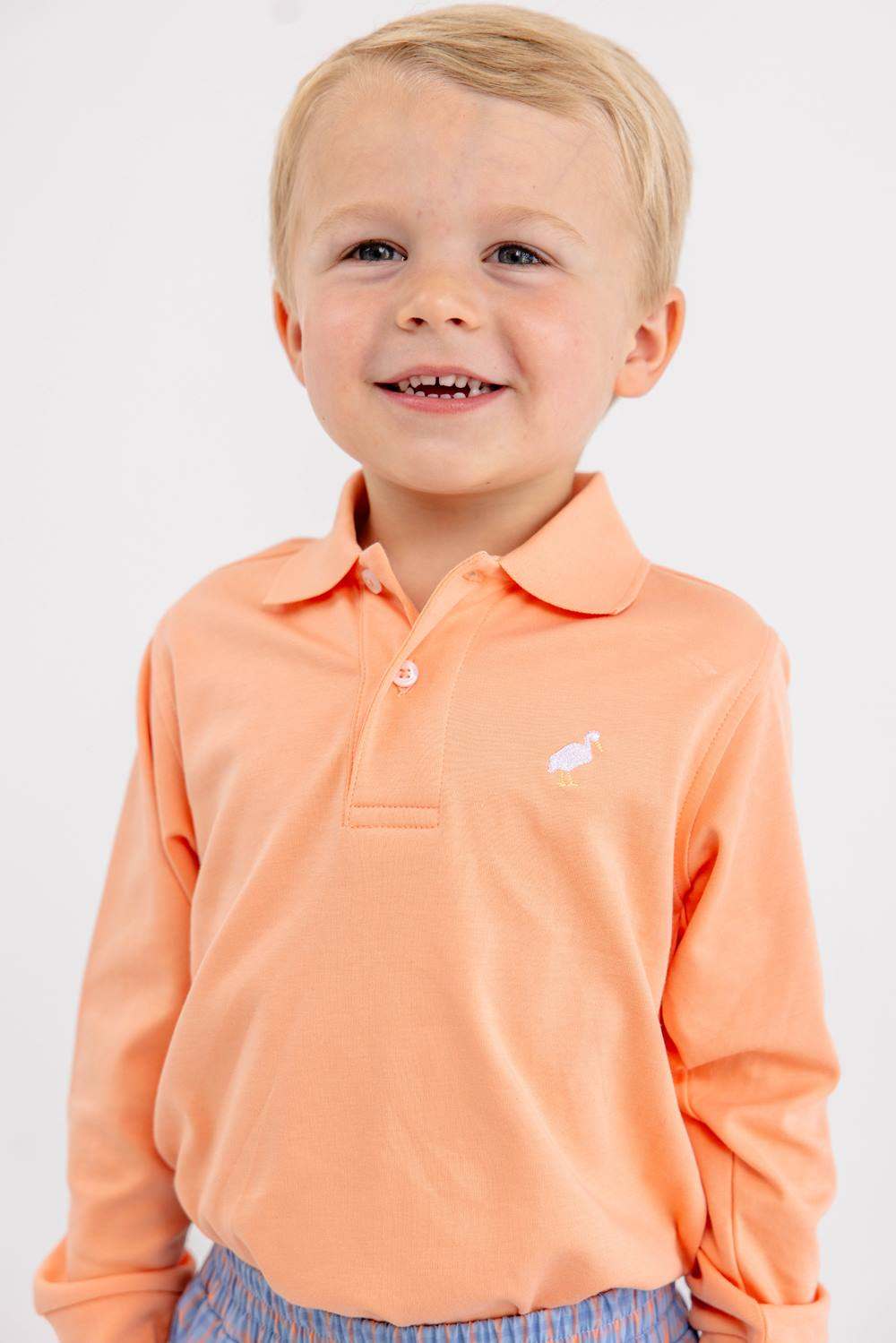 The Beaufort Bonnet Company- Long Sleeve Prim & Proper Polo- Seashore Sherbet
