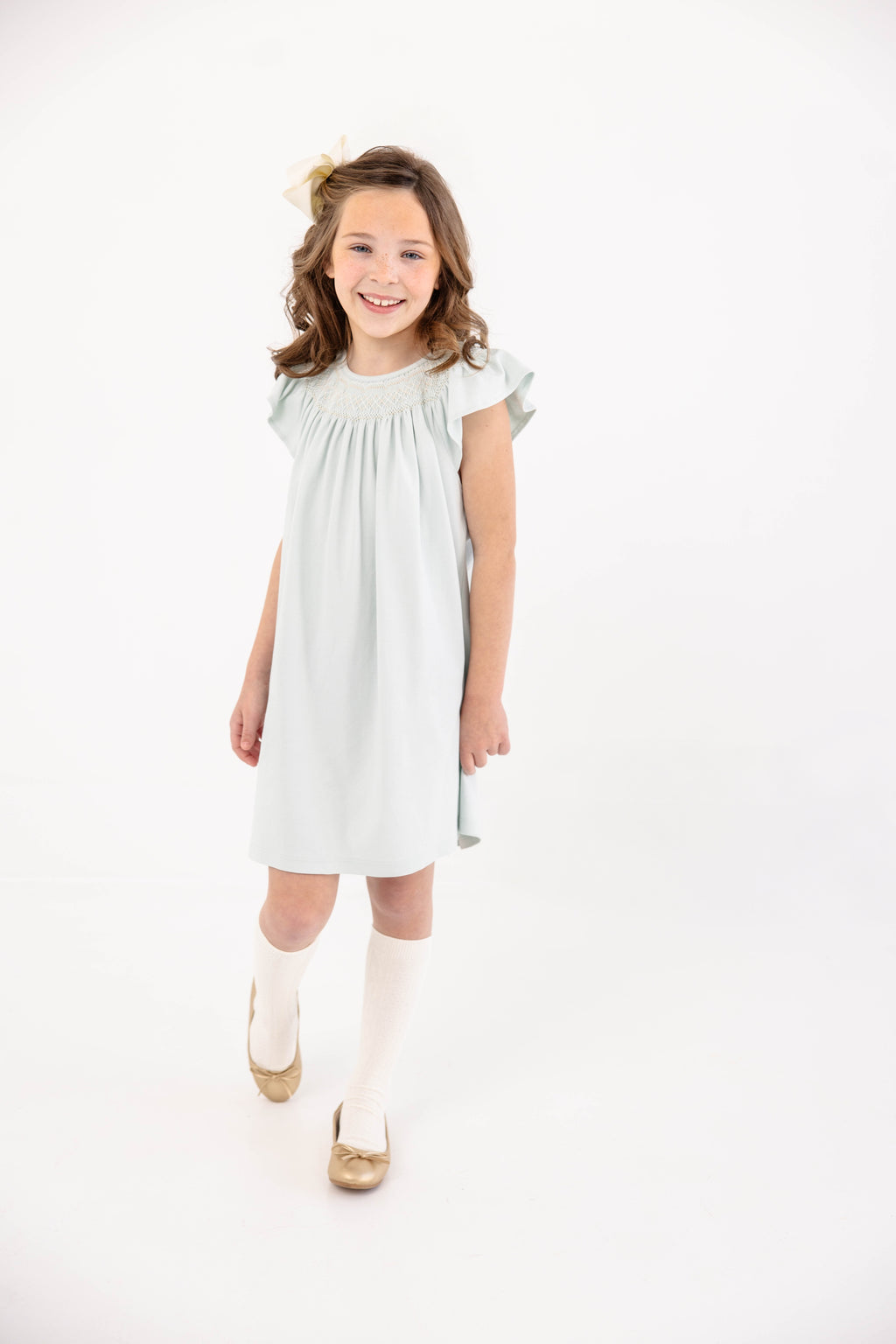 The Beaufort Bonnet Company- Angel Sleeve Sandy Smocked Dress- Pima