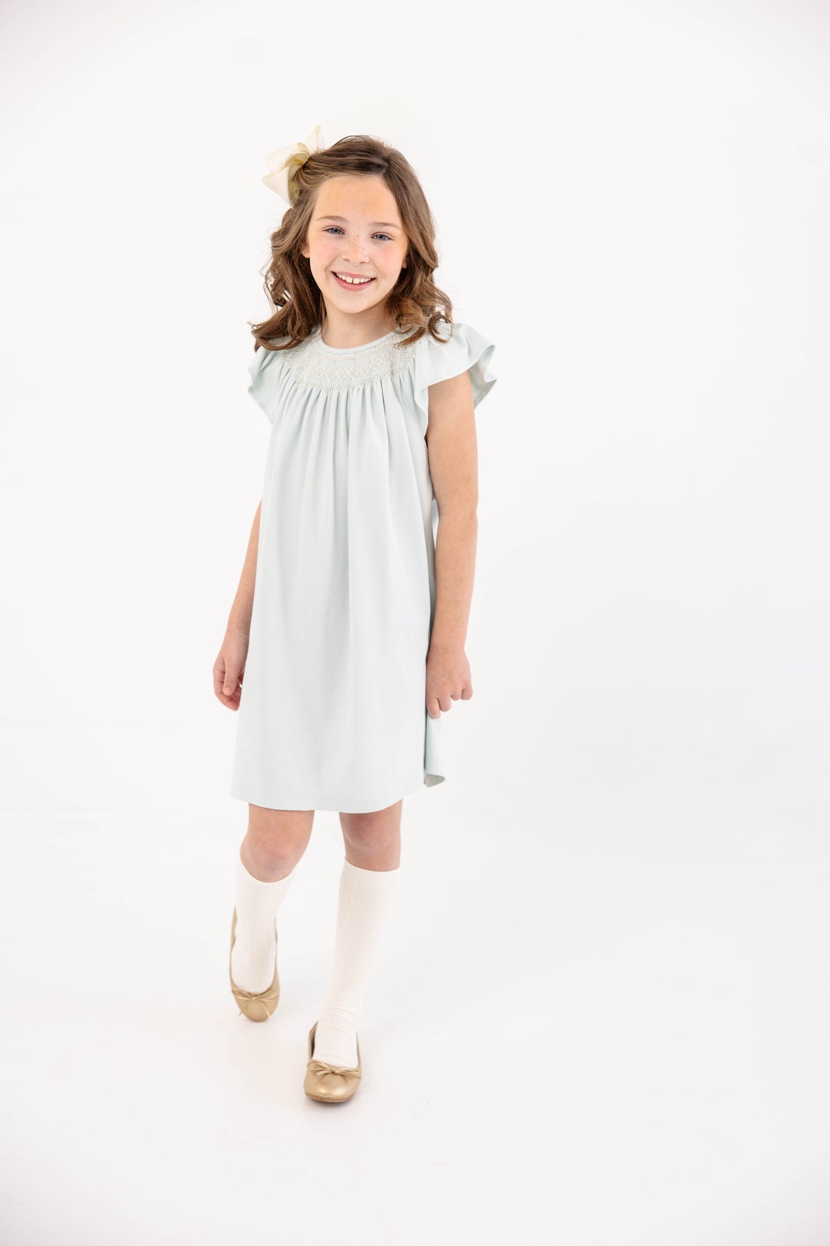 The Beaufort Bonnet Company- Angel Sleeve Sandy Smocked Dress- Pima